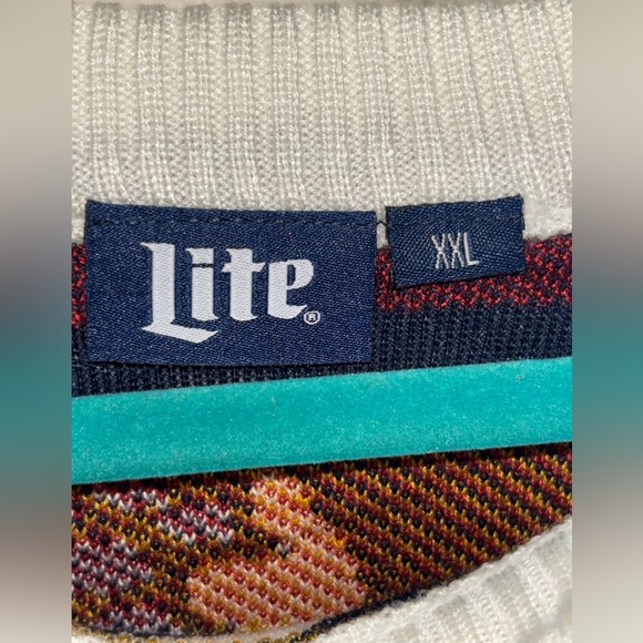 Miller Lite Ugly Christmas Sweater Mens XXL Ivory Christmas Lights Holiday Party - Picture 8 of 9